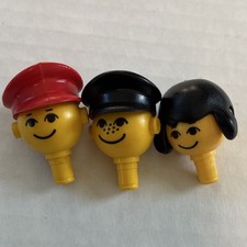 LEGO Figure Heads  Hats Lot, 6 Pieces - Yellow, Black, Red