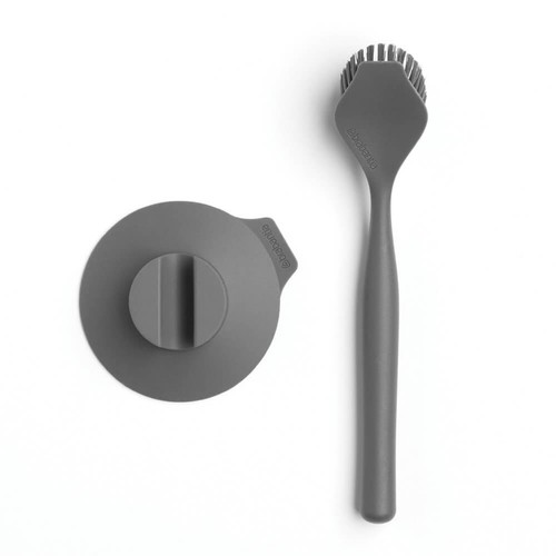 NEW Brabantia Dish Washing Brush with Suction Cup Holder Grey - Picture 3 of 5