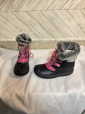 London Fog Pink/Black/Grey Girl s Lace Up Boots Size 4