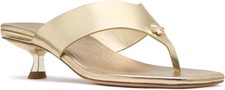 Kate Spade New York Spade Flower Kitten Heel Sandals Gold Size 9B NEW
