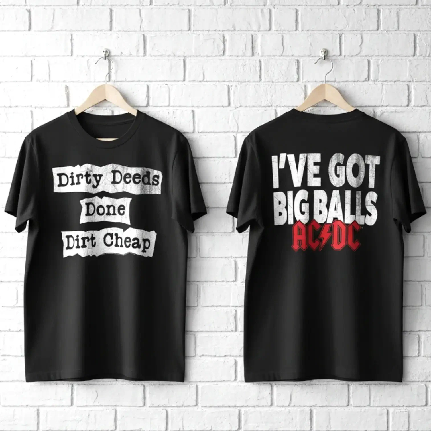 ACDC Dirty Deeds Got Big Balls Men's T Shirt Done Dirt Cheap Song Rock Band Top
