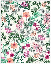 Challis Rayon Printed Kaya Woven Fabric, Hibiscus Floral Dress Sewing Fabric