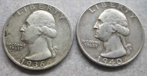 1936-S and 1940-D Washington Quarters XF (+).  Tougher Dates In Better Grades