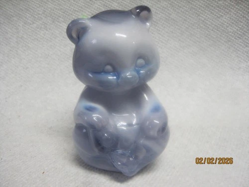 Vintage Fenton Purple Slag Glass Sitting Bear Figurine Handmade USA