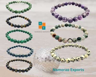 Bead Bracelet 8 mm Beaded Gemstone Stretchable Bracelet 7.5 Inches SB