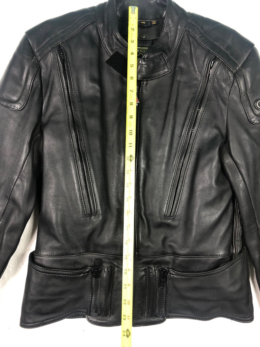 HEIN GERICKE Leather Jacket SIZE 40 Vintage Black Heavy Motorcycle