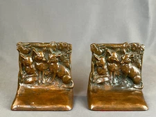 Weidlich Brothers WB Three Foxes 5 ¼” Bookends c. 1924