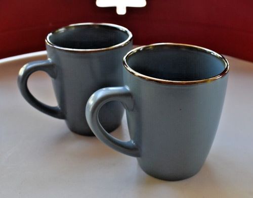 2 ~ PFALTZGRAFF HADLEE BLUE 4 1/8" Mug Brown Metallic Rim Matte Stoneware - Picture 3 of 4