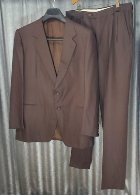 Vintage ''Take Six New York'' made in Italy Men's Brown Striped Suit 56R Italian