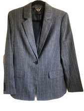 Donna Karan New York Wide Pinstripe Single-Button Blazer Jacket US 6