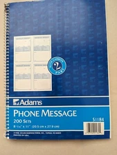 Phone Message 200 sets, 8 1/16 X 11 Adams Business Forms 1998 S1184 w/carbon