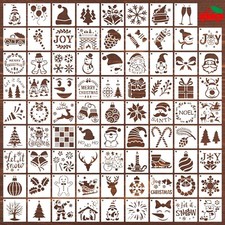 80 Pcs 3 x 3 Inch Christmas Stencils for Painting on Wood, Reusable Merry Chr...