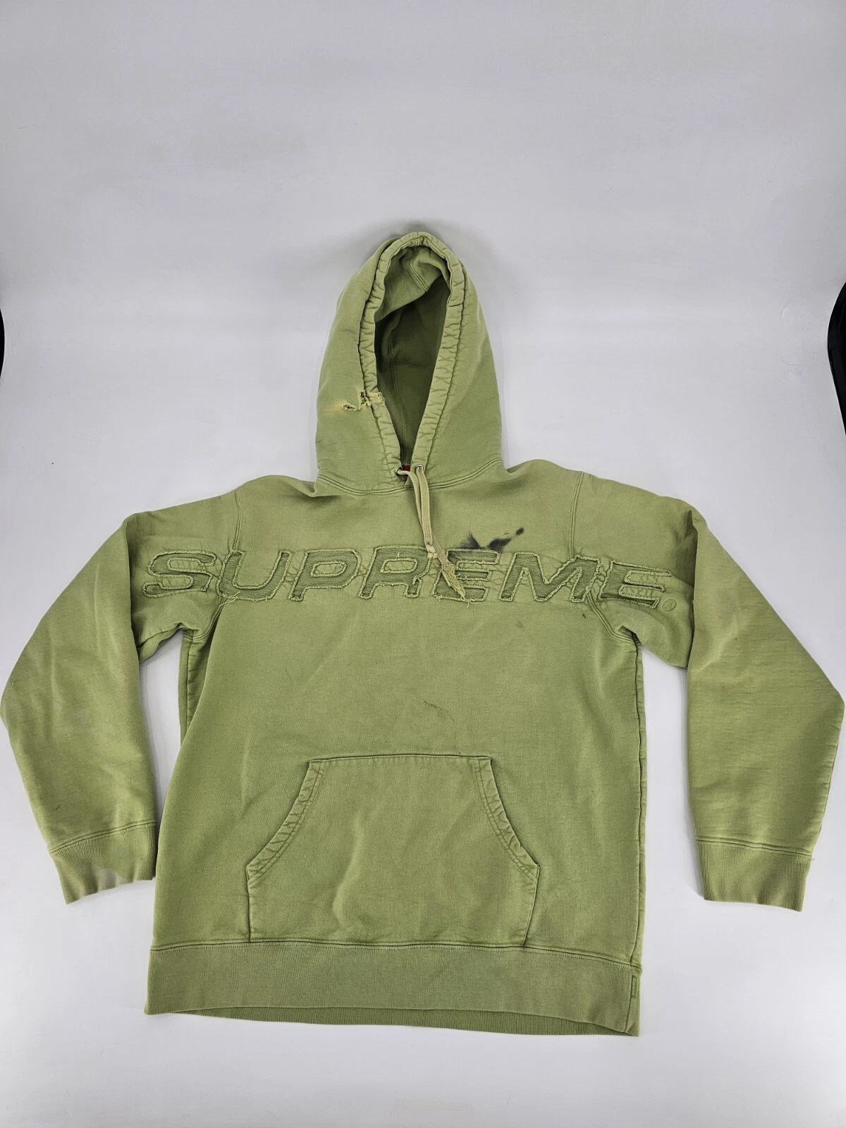 Sweat shirt à capuche découpé suprême sweat à capuche hommes mode néon grande détresse