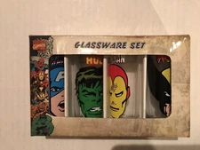 Marvel Shot Glasses Set Of 4 - Captain America, Hulk, Iron Man & Wolverine. New!