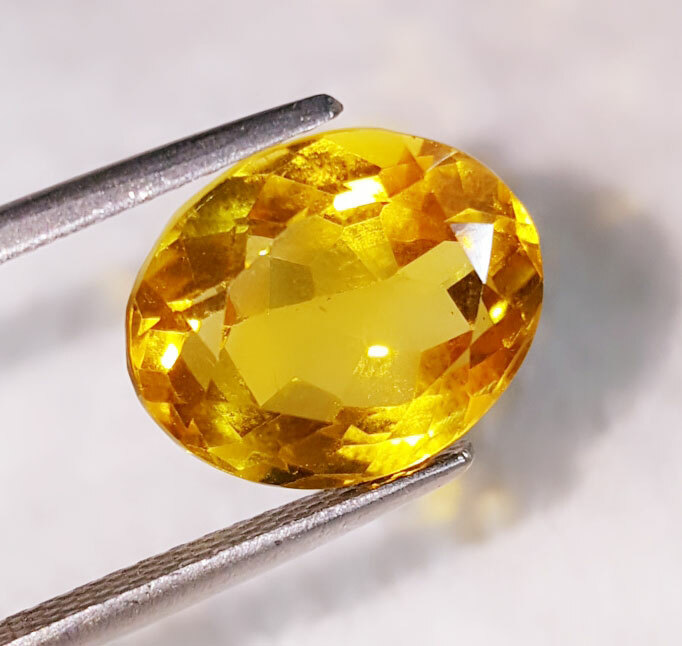Natural Yellow Citrine Loose Gemstone 8.11 Ct Unheated Certified Oval Cut Gems
