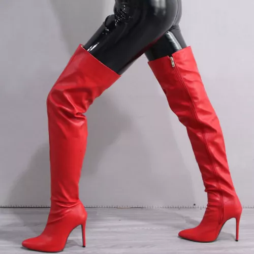 Women Stiletto Heels Shoes Pointed Toe Party Over The Knee Thigh High Boots - Bild 8 von 31