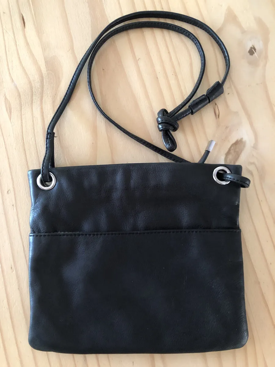 Margot New York Genuine Pebbled Soft Leather Crossbody Bag Black
