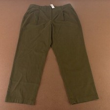 Talbots Women's Size 14 Deep Moss Modern Twill Pleated Chino Ankle Pants NWT