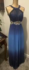 Xtraordinary Blue Sleeveless Prom Dress - Jeweled, Cut-Outs, Layers - Size 1