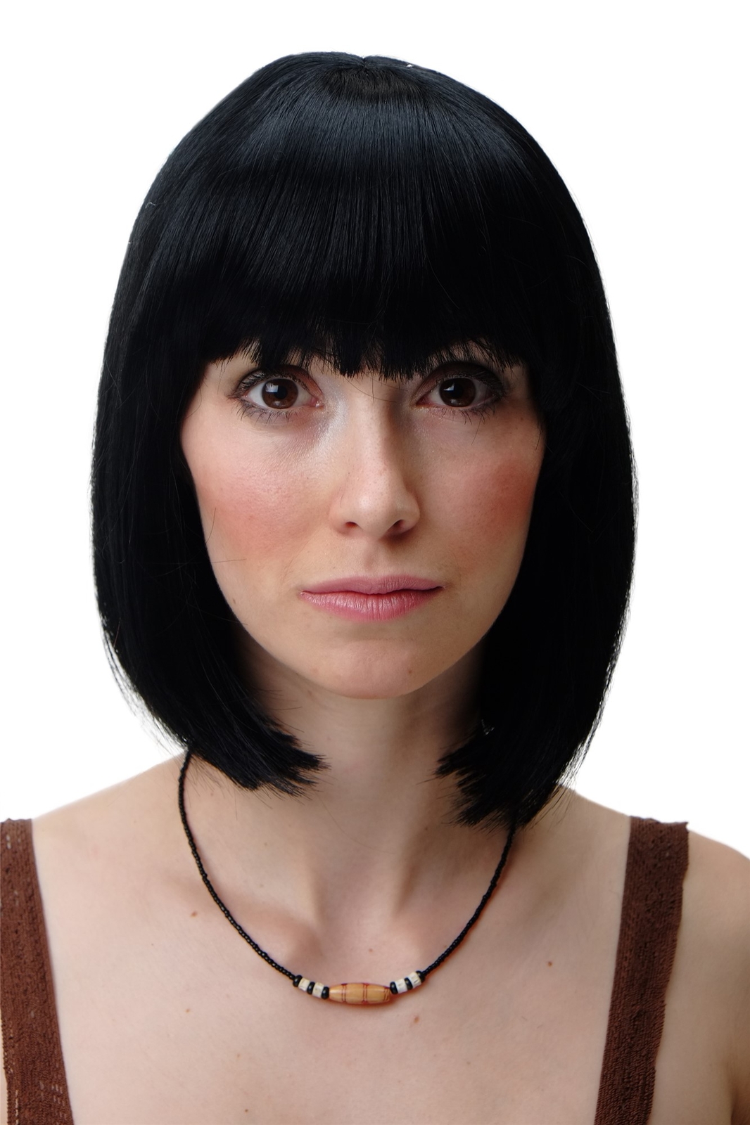 Wig Women's Wig Short Bob Long Bob Pony Curved Tips Black 7803-1