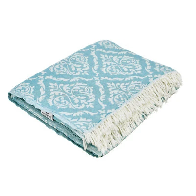 CARENESSE Plaid bedspread baroque petrol couch blanket sofa blanket 150 x 200 cm cotton tablecloth