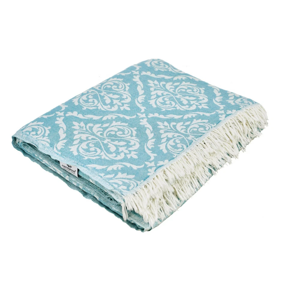 Plaid Tagesdecke BAROCK petrol Couchdecke Sofa Decke 150x200 cm Cotton Tischtuch