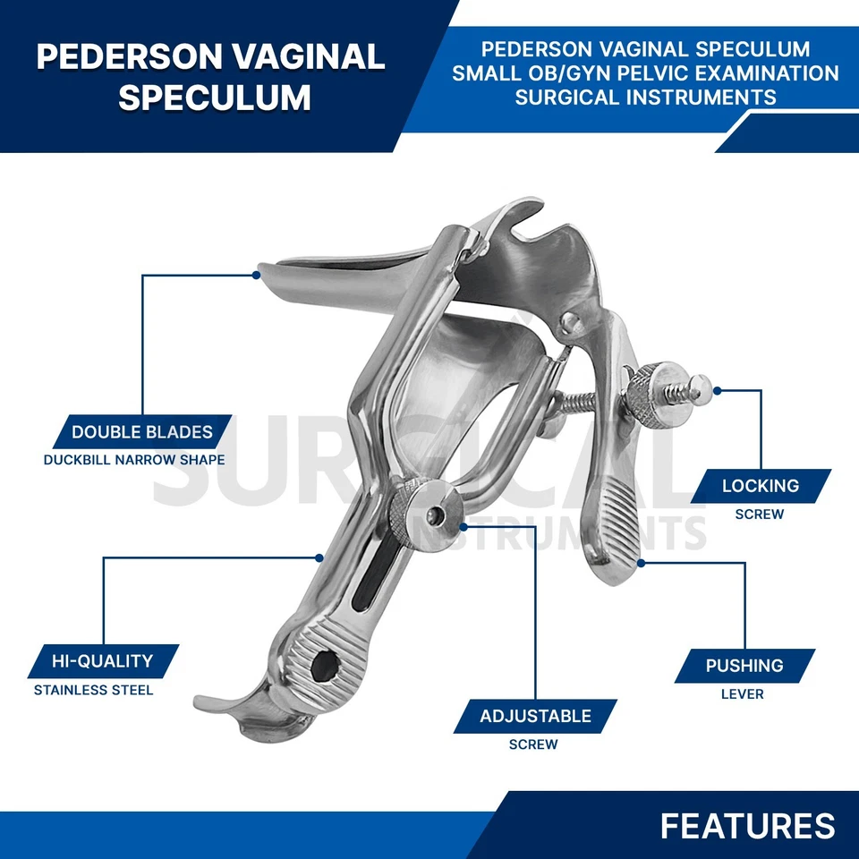 100 Piezas Espéculo Vaginal PEDERSON PEQUEÑO Acero Inoxidable Grado Alemán Foto 3 de 4