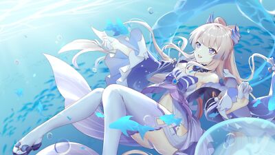 Anime girls sangonomiya kokomi genshin impact underwater Playmat