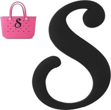 Black Letter Initial 'S'  Bogg Bag beach charm tote bag charm New 4 in length