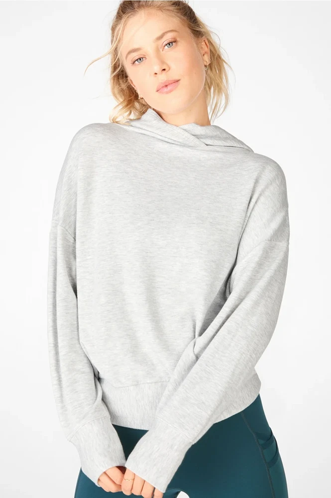 Fabletics Women's Go-To Hoodie Style# LS2044862-0783, Size M, Light Gray Heather