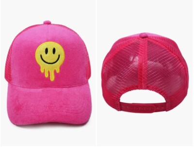 David & Young Glitter Melting Smiley Embroidered Baseball Cap NEW TAGS