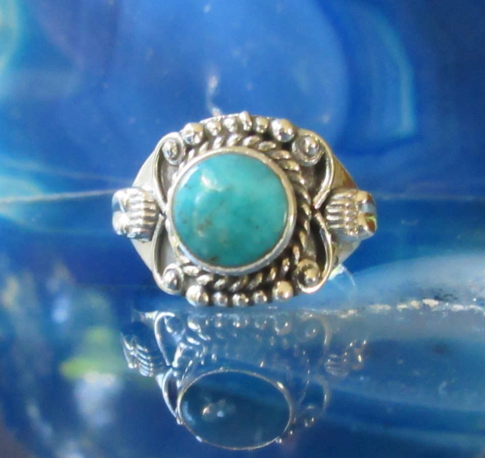 Anello Per Alluce In Argento Sterling 925 Con Turchese - Regolabile E Nuovo