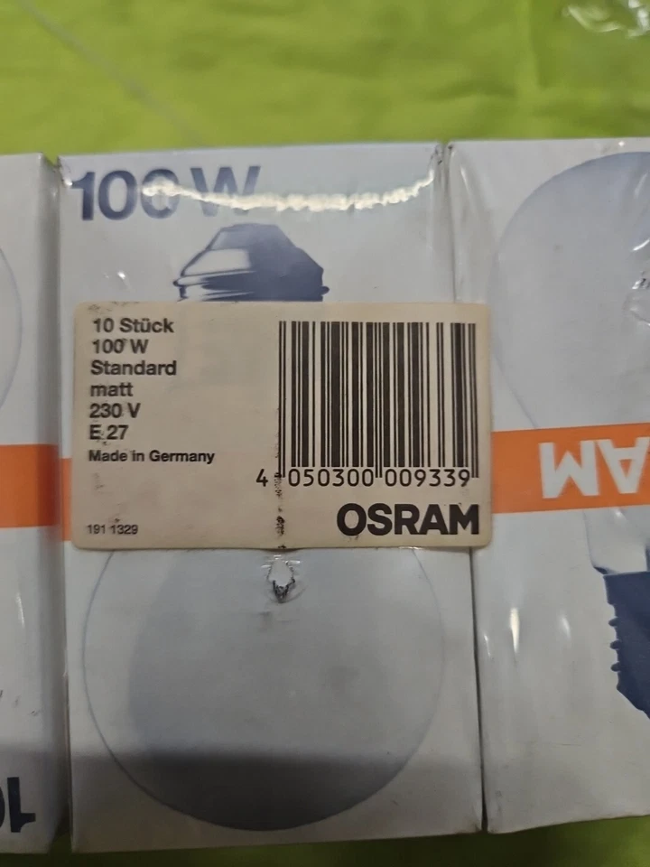 10 X OSRAM GLÜHLAMPE Standart 100W E27 230V Matt BIRNE LAMPE, Neu/ovp New - Bild 2 von 4