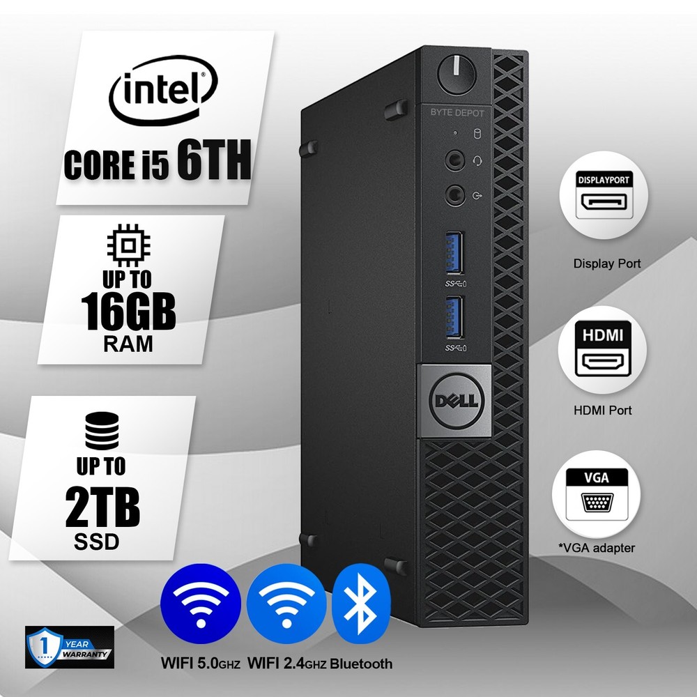 DELL Mini Desktop PC Computer i5, Up to 16GB RAM 2TB SSD,Windows 10/11, WiFi BT