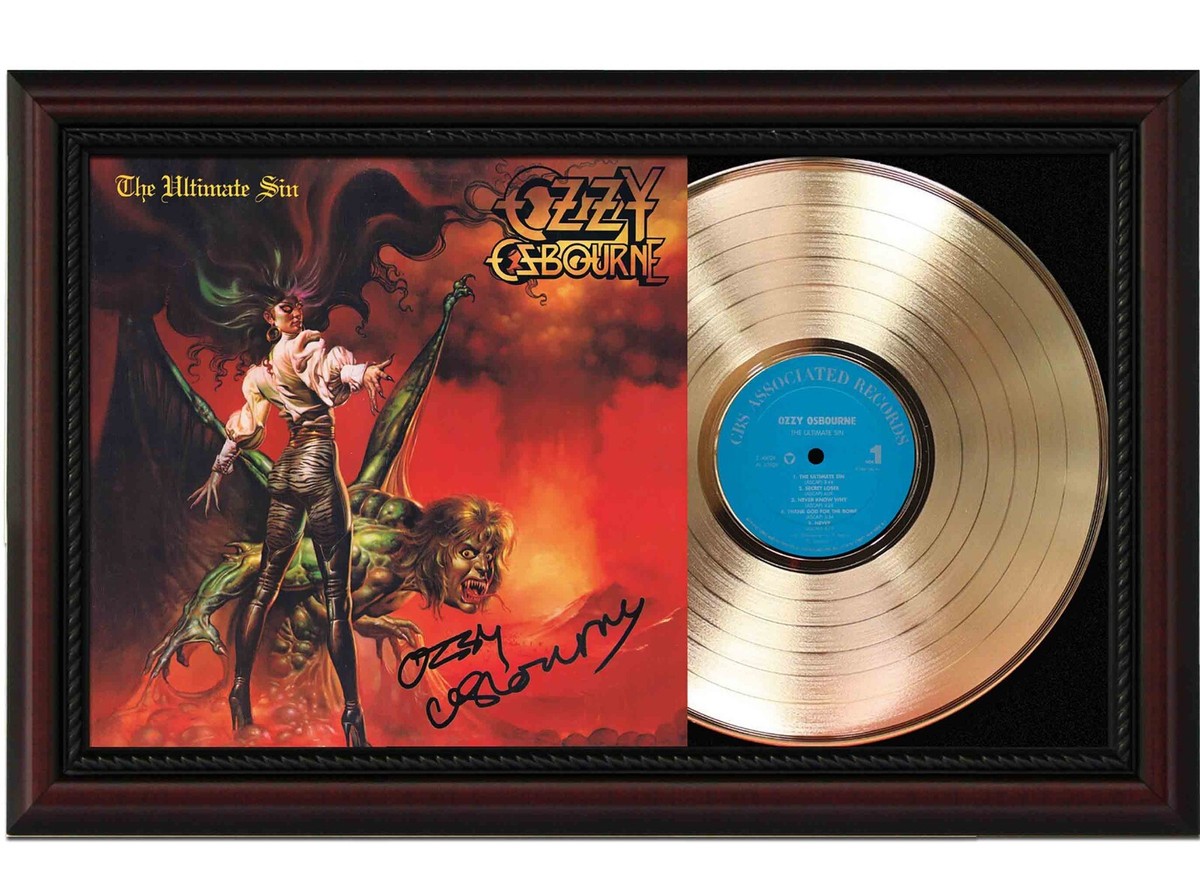 Ozzy Osbourne Framed Cherry wood Reproduction Signature LP