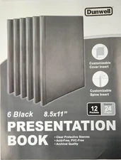 6 PK - DUNWELL Presentation Book 12 Pocket 8.5 x 11" Protective Archival Quality