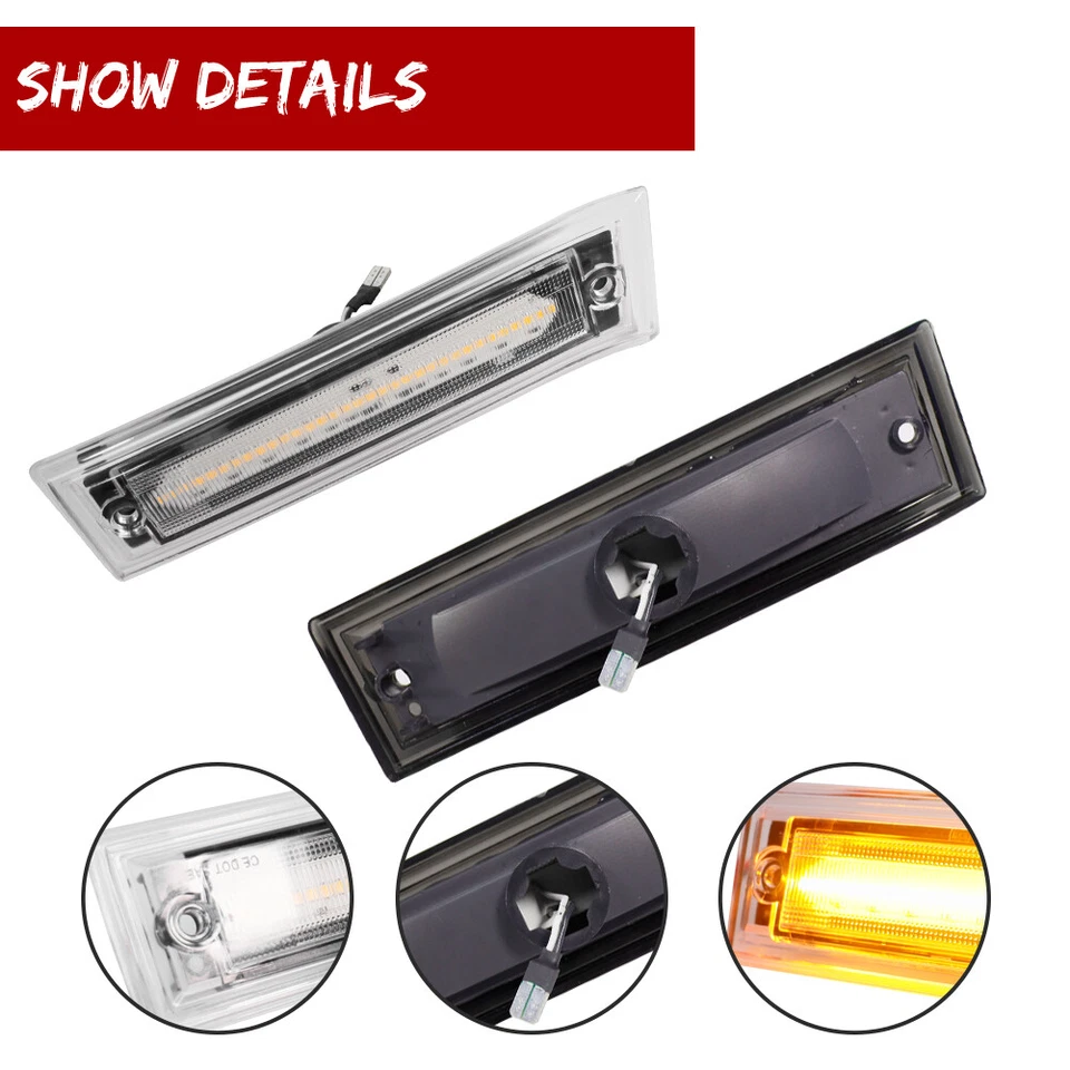 Lámpara LED marcadora lateral delantera transparente para 81-91 Chevrolet C10 C20 C30 GMC C1500 C2500 Foto 3 de 4