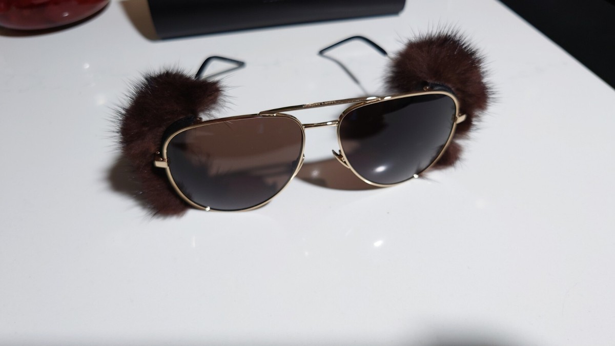 Saint Laurent Gold Mink Fur Classic 11 Sunglasses NEW | eBay display picture 3