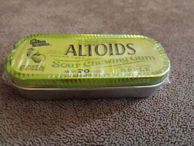 Altoids Sour Apple Sugar Free Chewing Gum Sealed Collectible Tin NOS Expired