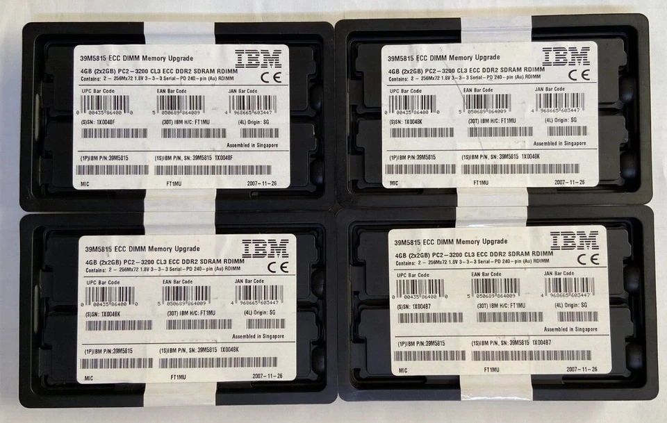 IBM 39M5815 16GB (4x4GB Kits) ECC DIMM Brand New Still In Original Package - Image 2 of 2