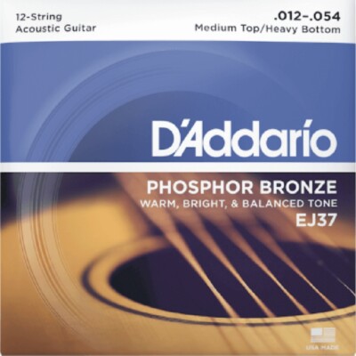 D'Addario Phosphor Bronze 12-saitige Akustikgitarrensaiten - Auswahl aus 4 Messgeräten