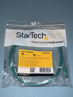 StarTech.com C6ATCH3GN Green Cat6 UTP Patch Cable - ETL - 3Ft