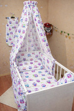Baby Cotton Cot Canopy 220 150 cm Pink Owls Print