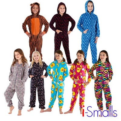 Mädchen Jungen Leoparden- oder Herzmuster oder Tiger Fleece Kapuze All in One