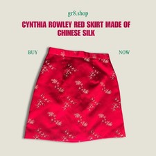Cynthia Rowley Red Silk Blend A-Line Skirt With Floral Print Size 4 Made In USA