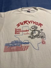 Vintage 1989 Survivor Texas Rattlesnake Run T Shirt Sweetwater Tx 46 XL Sgl Stit