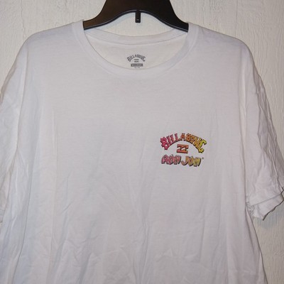 Billabong  Crash T-Shirt Surf Men s XL Surfing Skate White Yellow Pink 2-sided