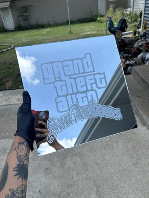Custom Engraved Grand Theft Auto San Andreas Square Mirror GTA Logo Wall Decor