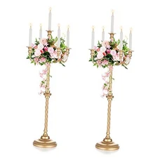  Floor Candlestick Holder Candelabra - 35inch Tall Candlestick 35in-2pcs Gold