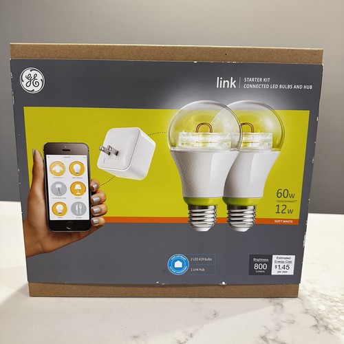 GE Link Smart LED Starter Kit - NEW SEALED - 2 A19 Bulbs+Hub - Zigbee Compatible